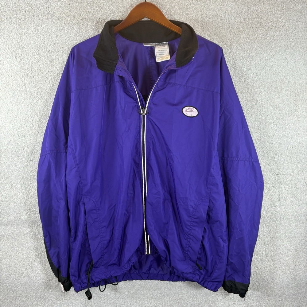 VTG Nike Fit Jacket Reflective Full Zip Lightweight Purple/Navy‎ Windbreaker-XL